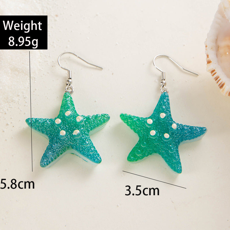 Wholesale Colorful Resin Starfish and Scallop Earrings
